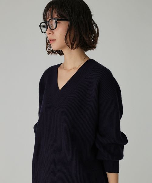 BABYLONE アゼニュアンスVネックプルオーバー ネイビー FREE ウィメンズインナー バビロン 594762 and ST アンドエスティ（旧ドットエスティ）