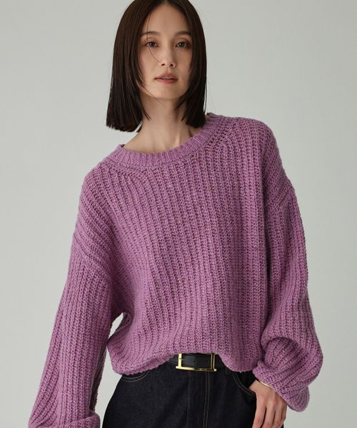 BABYLONE カラーネップニット パープル FREE ウィメンズインナー バビロン 594787 and ST アンドエスティ（旧ドットエスティ）