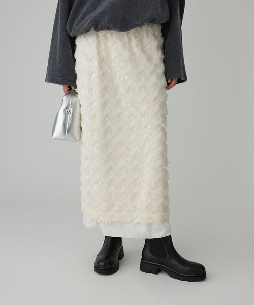 BABYLONE フェザースパンコールスカート ライトグレー FREE ウィメンズボトムス バビロン 594847 and ST アンドエスティ（旧ドットエスティ）