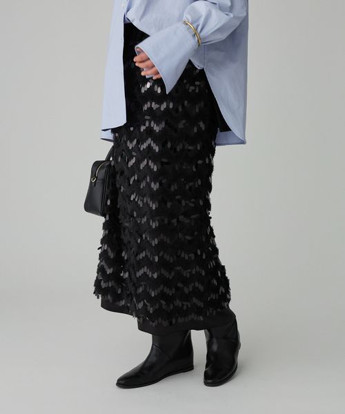 BABYLONE フェザースパンコールスカート チャコールグレー FREE ウィメンズボトムス バビロン 594847 and ST アンドエスティ（旧ドットエスティ）