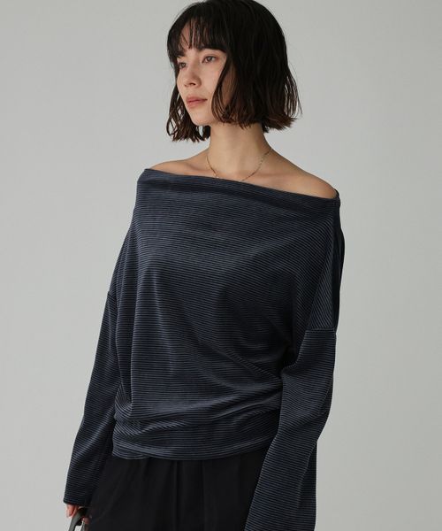 BABYLONE 【洗濯可】ベロアドレーププルオーバー ダークブルー FREE ウィメンズインナー バビロン 607965 and ST アンドエスティ（旧ドットエスティ）