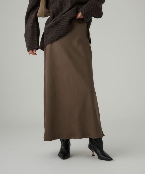 BABYLONE フェイクスエードバイヤススカート チャコールグレー 38インチ ウィメンズボトムス バビロン 630101 and ST アンドエスティ（旧ドットエスティ）