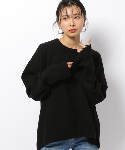 【WEB限定カラー展開】キャメル混クルーニット FREE