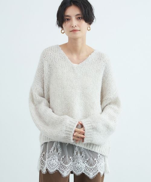 Vネックニット