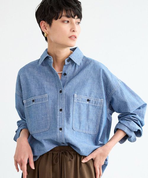 BARNYARDSTORM ダンガリーデニムシャツ / マシンウォッシャブル ブルー FREE ウィメンズインナー バーンヤードストーム 984321 and ST アンドエスティ(旧ドットエスティ) BARNYARDSTORM ダンガリーデニムシャツ / マシンウォッシャブル ブルー FREE ウィメンズインナー バーンヤードストーム 984321 and ST アンドエスティ(旧ドットエスティ)