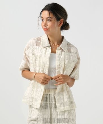 【A出品】 洋服 セットアップ可能]シアーチェック5分袖シャツ | [公式