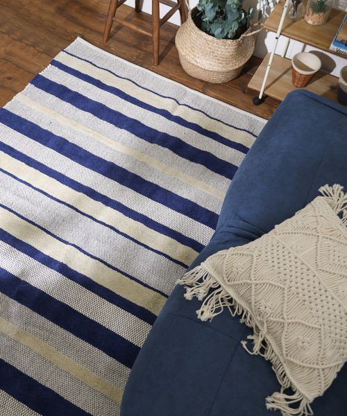 BAYFLOW [洗濯機OK]BF BLUSETラグマット130×180 インテリアＦＡＢ ネイビー ベイフロー 128317 and ST アンドエスティ（旧ドットエスティ）
