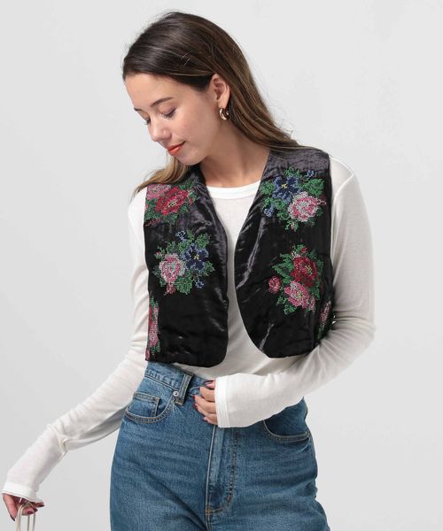 高級　刺繍　ビーズ　民族　ベルベット　ベスト　トルコ　ウズベキスタン 高級 刺繍 ビーズ 民族 ベルベット ベスト トルコ ウズベキスタン 高級