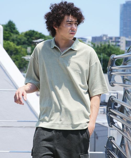 BAYFLOW パイルワンポイントポロシャツ カーキ M メンズインナー ベイフロー 131562 and ST アンドエスティ(旧ドットエスティ) BAYFLOW パイルワンポイントポロシャツ カーキ M メンズインナー ベイフロー 131562 and ST アンドエスティ(旧ドットエスティ)