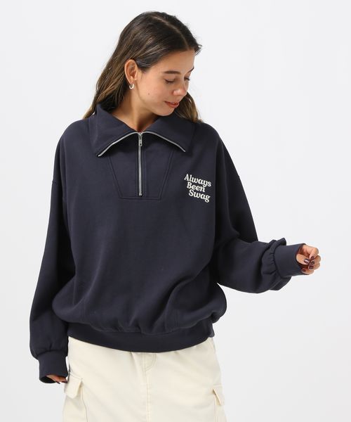 BAYFLOW [長いシーズン着られる裏毛素材]ハーフジップスウェットプルオーバー ネイビー FREE ウィメンズインナー ベイフロー 140730 and ST アンドエスティ（旧ドットエスティ）