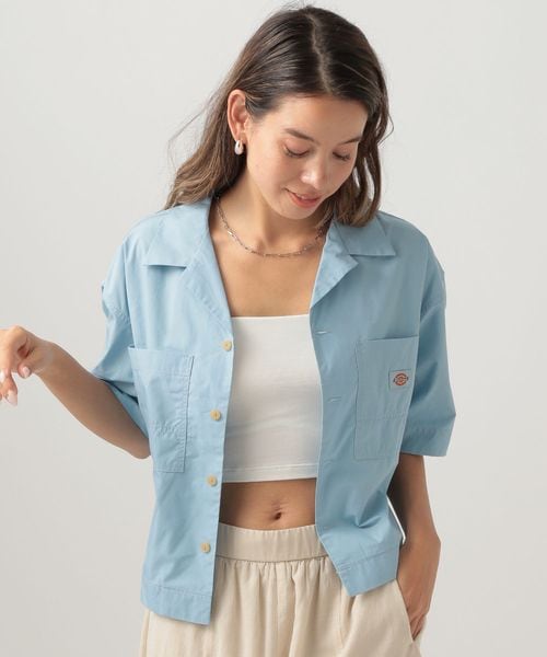 BAYFLOW 【Dickies(ディッキーズ)】クロップシャツ ブルー M ウィメンズインナー ベイフロー 152412 and ST アンドエスティ(旧ドットエスティ) BAYFLOW 【Dickies(ディッキーズ)】クロップシャツ ブルー M ウィメンズインナー ベイフロー 152412 and ST アンドエスティ(旧ドットエスティ)