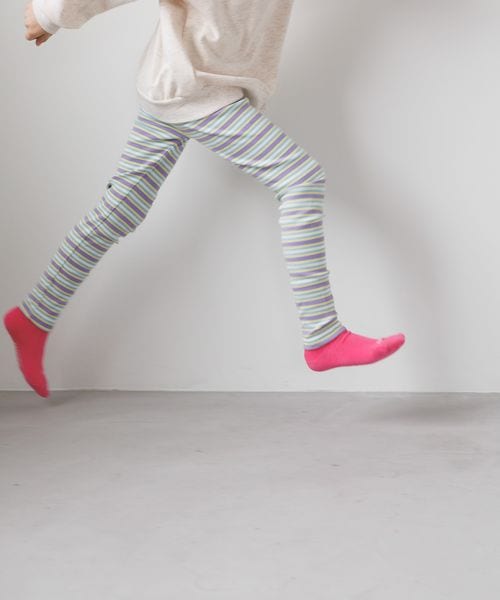 BAYFLOW ★プチプラ¥1790[シーズンレス♪]ボーダーリブレギンス(KIDS) パープル キッズ ベイフロー 156578 and ST アンドエスティ（旧ドットエスティ）