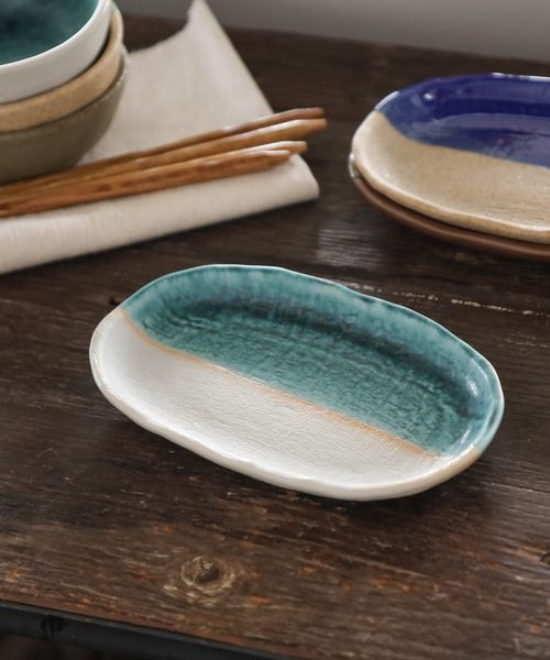 BAYFLOW BF塗分け楕円皿 食器 グリーン ベイフロー 186381 and ST アンドエスティ(旧ドットエスティ) BAYFLOW BF塗分け楕円皿 食器 グリーン ベイフロー 186381 and ST アンドエスティ(旧ドットエスティ)
