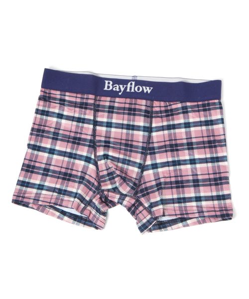 BAYFLOW ロゴリブチェックボクサーパンツ ピンク L メンズグッズ ベイフロー 196666 and ST アンドエスティ(旧ドットエスティ) BAYFLOW ロゴリブチェックボクサーパンツ ピンク L メンズグッズ ベイフロー 196666 and ST アンドエスティ(旧ドットエスティ)