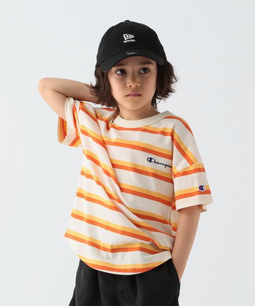 【Champion(チャンピオン）ボーダーショートスリーブTシャツ（KIDS） 110(100-110cm)