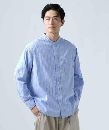 B-STANDARD STRIPE BAND COLLAR SHIRT | [公式]ベイフロー