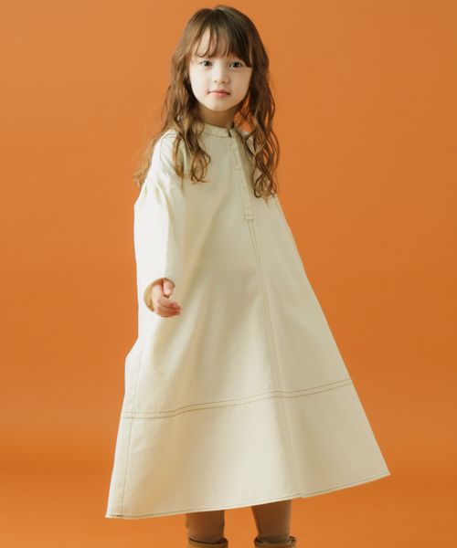 [KIDS]カラーステッチワンピース 110(100-110cm)