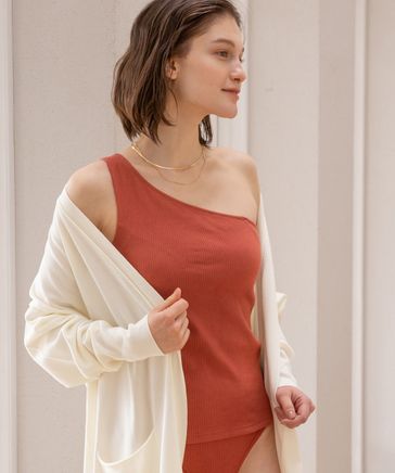 bijorie】カップ付きリブワンショルダー／NEW BASIC series 23SS