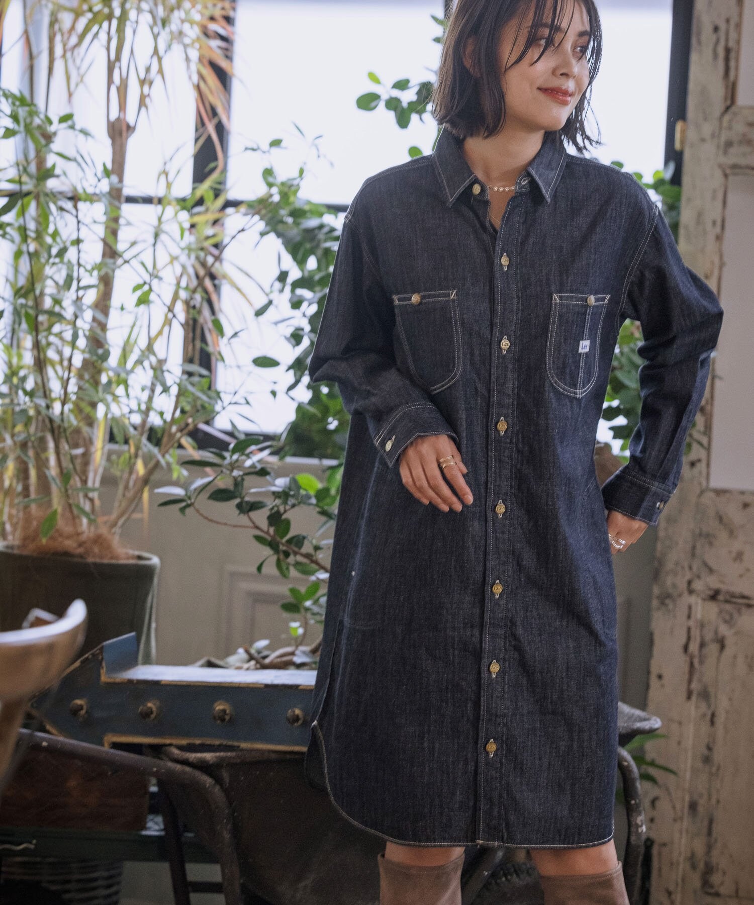 Lee リー デニム シャツ ワンピース 新品未使用 ベイフロー ベージュ