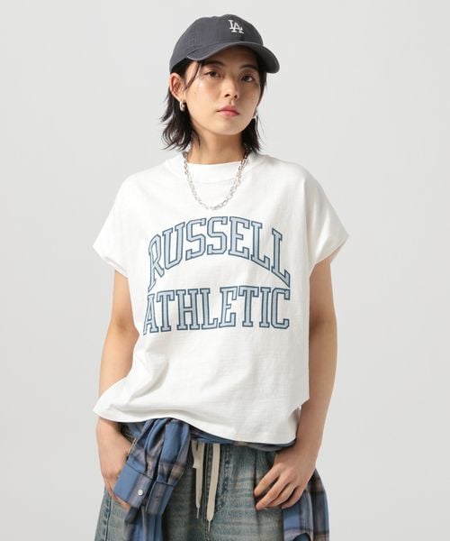 BAYFLOW 【RUSSELL ATHLETIC (ラッセルアスレティック)】別注ロゴTシャツ ライトグレー FREE ウィメンズインナー ベイフロー 234926 and ST アンドエスティ(旧ドットエスティ) BAYFLOW 【RUSSELL ATHLETIC (ラッセルアスレティック)】別注ロゴTシャツ ライトグレー FREE ウィメンズインナー ベイフロー 234926 and ST アンドエスティ(旧ドットエスティ)
