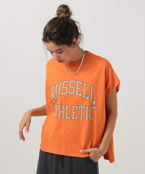 BAYFLOW 【RUSSELL ATHLETIC (ラッセルアスレティック)】別注ロゴTシャツ オレンジ FREE ウィメンズインナー ベイフロー 234926 and ST アンドエスティ(旧ドットエスティ) BAYFLOW 【RUSSELL ATHLETIC (ラッセルアスレティック)】別注ロゴTシャツ オレンジ FREE ウィメンズインナー ベイフロー 234926 and ST アンドエスティ(旧ドットエスティ)
