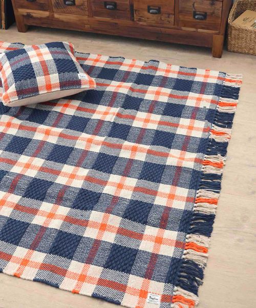 BAYFLOW BFチェックラグ130×180 インテリアＦＡＢ オレンジ ベイフロー 282518 and ST アンドエスティ（旧ドットエスティ）