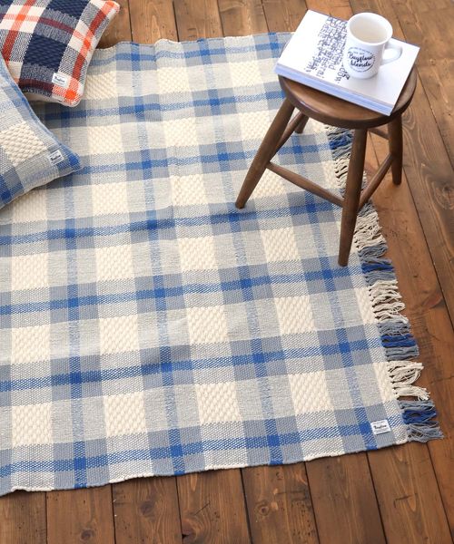 BAYFLOW BFチェックラグ130×180 インテリアＦＡＢ ライトブルー ベイフロー 282518 and ST アンドエスティ（旧ドットエスティ）
