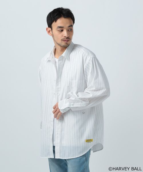 BAYFLOW 【SMILEY FACE(スマイリーフェイス)】ストライプ長袖シャツ25SS ライトグレー L メンズインナー ベイフロー 286205 and ST アンドエスティ(旧ドットエスティ) BAYFLOW 【SMILEY FACE(スマイリーフェイス)】ストライプ長袖シャツ25SS ライトグレー L メンズインナー ベイフロー 286205 and ST アンドエスティ(旧ドットエスティ)