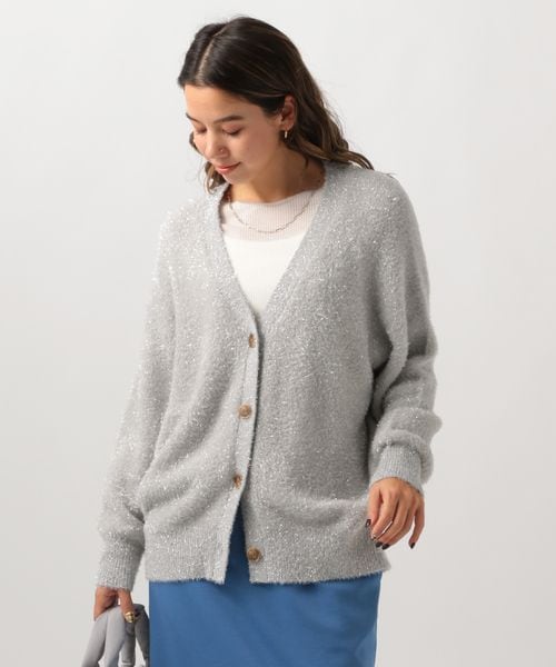 BAYFLOW [春カラーで長く着られる]ラメフェザーニットカーディガン グレー FREE ウィメンズインナー ベイフロー 291958 and ST アンドエスティ（旧ドットエスティ）
