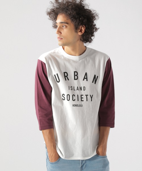 URBAN ISLAND SOCIETY（アーバンアイランドソサエティ）】ロゴ7分袖T