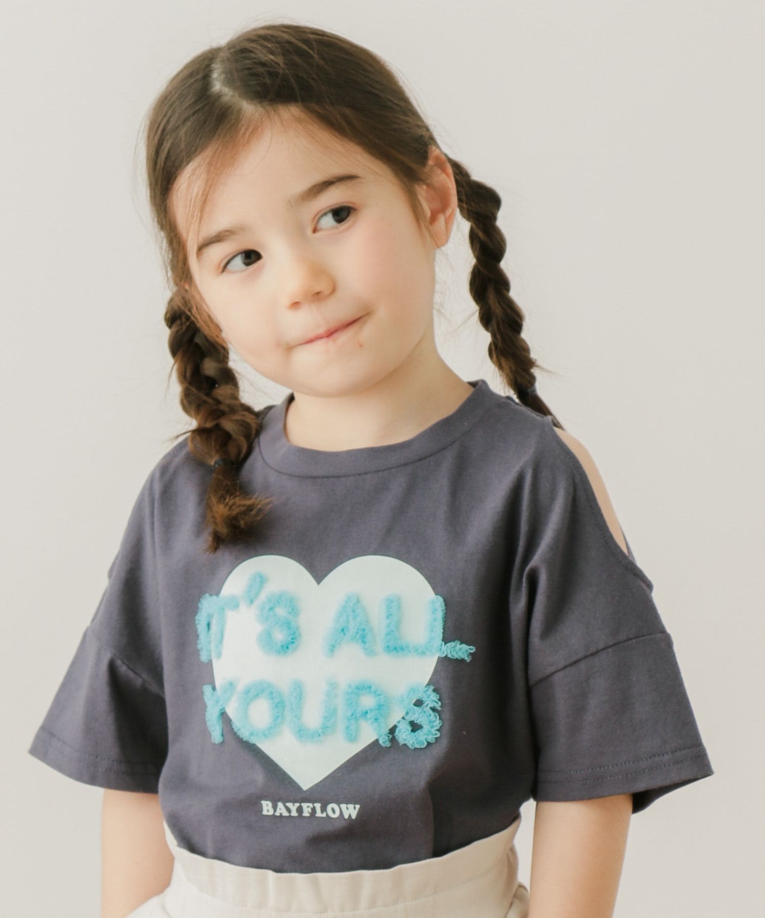 人気の肩開きデザイン]チュール刺繍Tシャツ（KIDS） | [公式