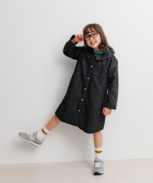 BAYFLOW [羽織りでも、一枚着としても♪]ラメデニムワンピ(KIDS) シルバー キッズ ベイフロー 319596 and ST アンドエスティ（旧ドットエスティ）