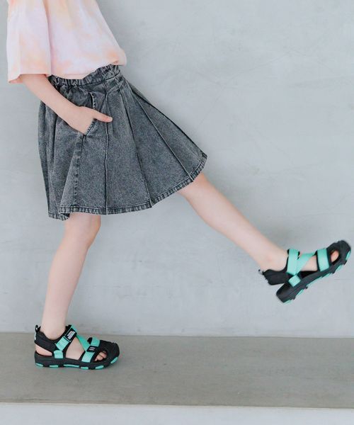 BAYFLOW [インナーパンツ付き♪]デニムプリーツスカート(KIDS) シルバー キッズ ベイフロー 319599 and ST アンドエスティ（旧ドットエスティ）