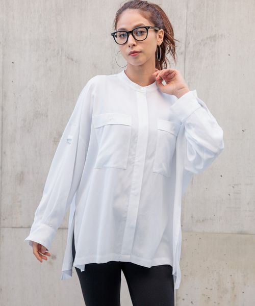 BAYFLOW 【HEREIAM】ドレープワークシャツ ライトグレー FREE アクティブ ベイフロー 320541 and ST アンドエスティ(旧ドットエスティ) BAYFLOW 【HEREIAM】ドレープワークシャツ ライトグレー FREE アクティブ ベイフロー 320541 and ST アンドエスティ(旧ドットエスティ)