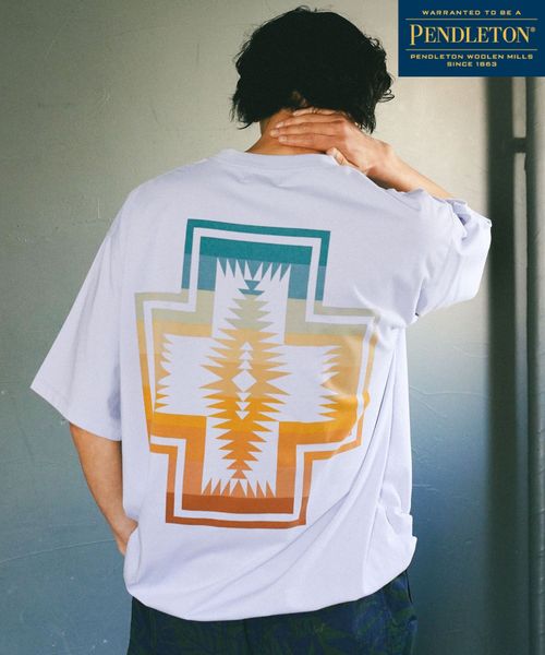 BAYFLOW 【PENDLETON(ペンドルトン)】別注ドローコードバックプリントTシャツ[吸水速乾] ブルー L メンズインナー ベイフロー 322067 and ST アンドエスティ（旧ドットエスティ）