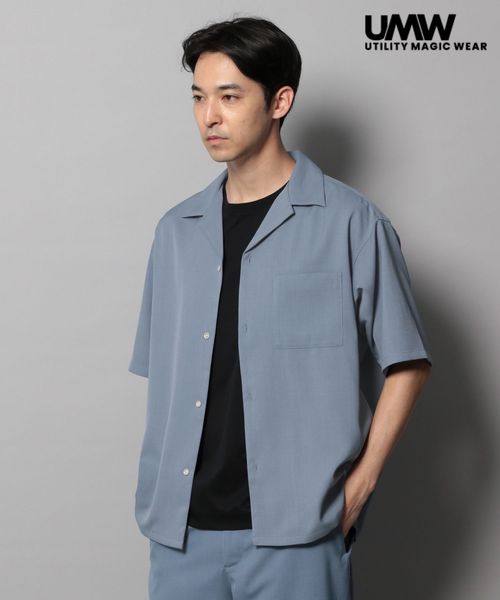 BAYFLOW 【吸水速乾・UVケア】UMWオープンカラー半袖シャツ[セットアップ可] ライトブルー S メンズインナー ベイフロー 323918 and ST アンドエスティ（旧ドットエスティ）