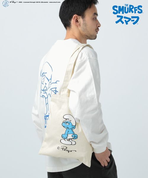 BAYFLOW 【THE SMURFS/スマーフ】プリントトートバッグ ホワイト FREE メンズグッズ ベイフロー 325966 and ST アンドエスティ(旧ドットエスティ) BAYFLOW 【THE SMURFS/スマーフ】プリントトートバッグ ホワイト FREE メンズグッズ ベイフロー 325966 and ST アンドエスティ(旧ドットエスティ)