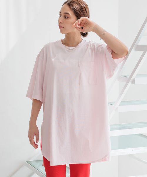 BAYFLOW 【HEREIAM】チュニック丈が新鮮/オーバーロングTEE ピンク FREE アクティブ ベイフロー 421010 and ST アンドエスティ(旧ドットエスティ) BAYFLOW 【HEREIAM】チュニック丈が新鮮/オーバーロングTEE ピンク FREE アクティブ ベイフロー 421010 and ST アンドエスティ(旧ドットエスティ)