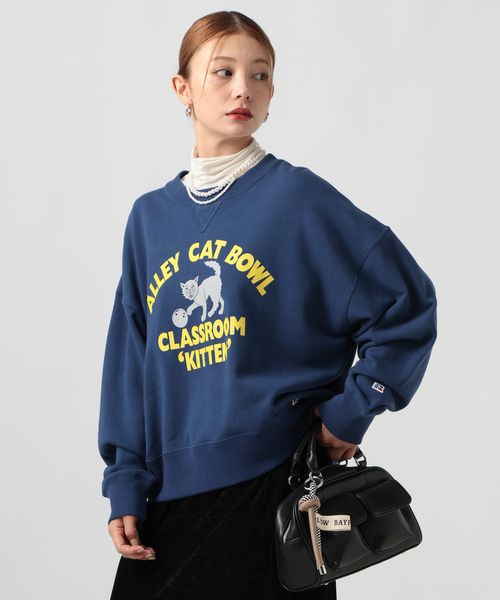 BAYFLOW 【RUSSELL ATHLETIC (ラッセルアスレティック)】別注プリントスウェット ネイビー FREE ウィメンズインナー ベイフロー 450903 and ST アンドエスティ(旧ドットエスティ) BAYFLOW 【RUSSELL ATHLETIC (ラッセルアスレティック)】別注プリントスウェット ネイビー FREE ウィメンズインナー ベイフロー 450903 and ST アンドエスティ(旧ドットエスティ)