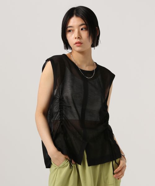 BAYFLOW フロントシャーリングノースリーブニット シルバー FREE ウィメンズインナー ベイフロー 453246 and ST アンドエスティ(旧ドットエスティ) BAYFLOW フロントシャーリングノースリーブニット シルバー FREE ウィメンズインナー ベイフロー 453246 and ST アンドエスティ(旧ドットエスティ)