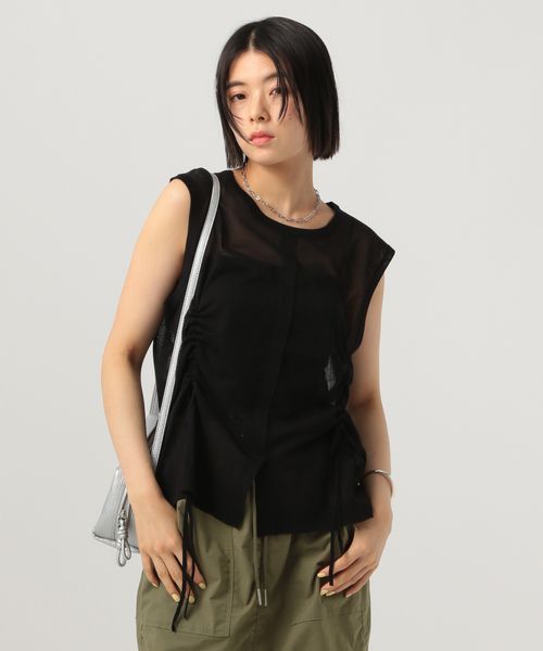 BAYFLOW フロントシャーリングノースリーブニット シルバー FREE ウィメンズインナー ベイフロー 453246 and ST アンドエスティ(旧ドットエスティ) BAYFLOW フロントシャーリングノースリーブニット シルバー FREE ウィメンズインナー ベイフロー 453246 and ST アンドエスティ(旧ドットエスティ)