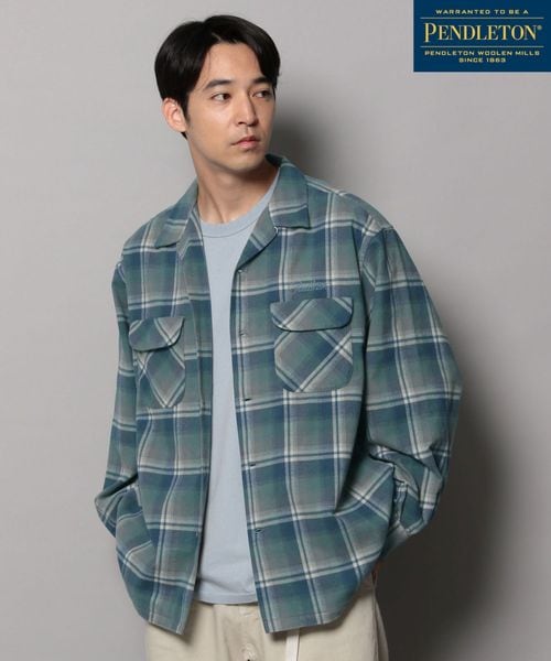 BAYFLOW 【PENDLETON(ペンドルトン)】別注オープンカラーチェックシャツ ライトブルー L メンズインナー ベイフロー 493593 and ST アンドエスティ（旧ドットエスティ）
