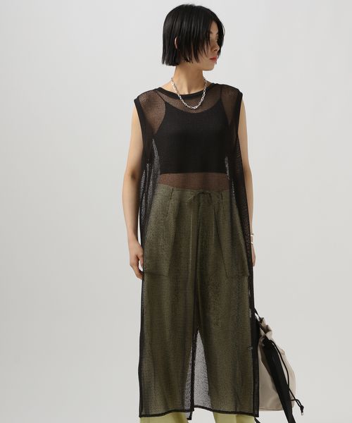 BAYFLOW [スリット入り]メッシュプルオーバーワンピース シルバー FREE ウィメンズワンピース＆チュニック ベイフロー 494829 and ST アンドエスティ（旧ドットエスティ）