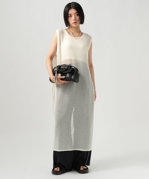 BAYFLOW [スリット入り]メッシュプルオーバーワンピース ベージュ FREE ウィメンズワンピース＆チュニック ベイフロー 494829 and ST アンドエスティ（旧ドットエスティ）