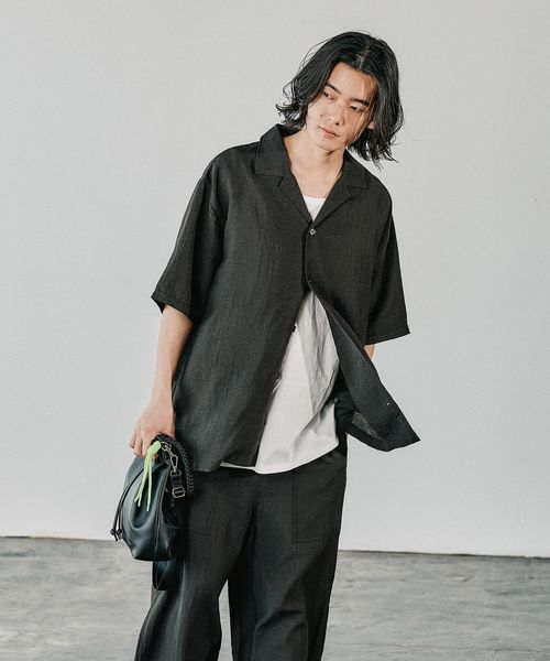 BAYFLOW [セットアップ可]クールタッチリネン半袖シャツ【接触冷感】 チャコールグレー M メンズインナー ベイフロー 495666 and ST アンドエスティ（旧ドットエスティ）