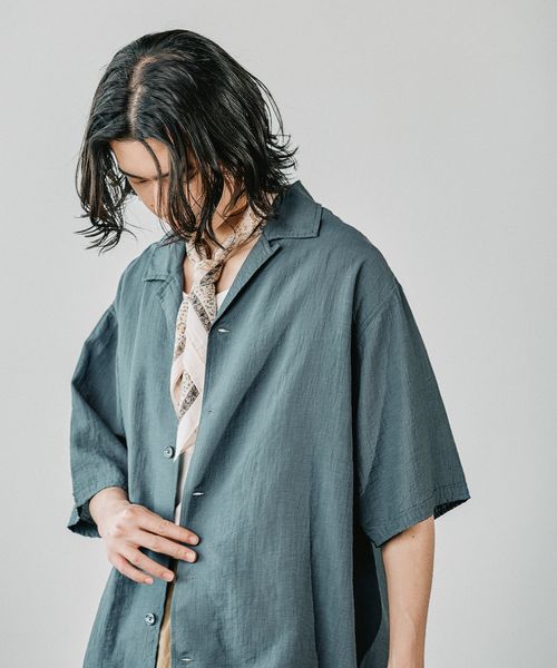 BAYFLOW [セットアップ可]クールタッチリネン半袖シャツ【接触冷感】 ライトブルー M メンズインナー ベイフロー 495666 and ST アンドエスティ（旧ドットエスティ）