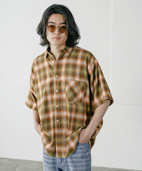 BAYFLOW [トレンド柄] アソートチェックシャツ カーキ M メンズインナー ベイフロー 497013 and ST アンドエスティ（旧ドットエスティ）