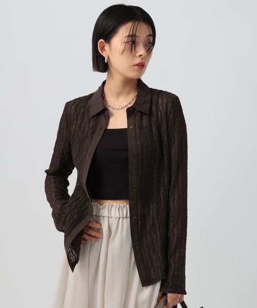 BAYFLOW シアーカットレースシャツ ブラウン FREE ウィメンズインナー ベイフロー 523886 and ST アンドエスティ(旧ドットエスティ) BAYFLOW シアーカットレースシャツ ブラウン FREE ウィメンズインナー ベイフロー 523886 and ST アンドエスティ(旧ドットエスティ)