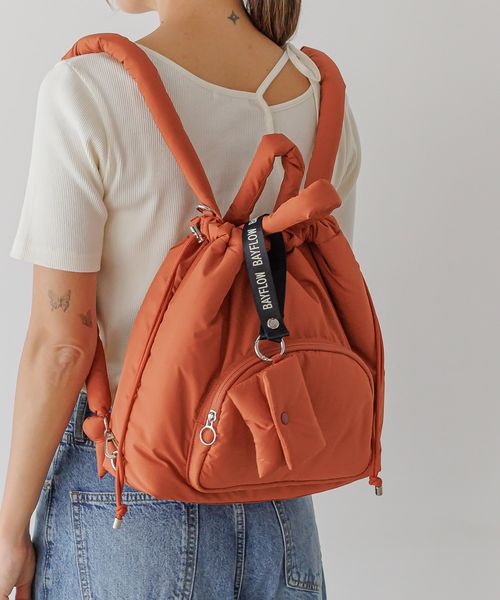 BAYFLOW [A4サイズ収納可]ポーチチャーム付きマルチWAYパフトートバッグ オレンジ FREE ウィメンズグッズ ベイフロー 572869 and ST アンドエスティ（旧ドットエスティ）