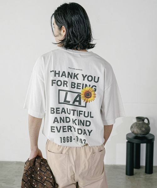 BAYFLOW [ユニセックス]レタリングフラワー半袖Tシャツ ライトグレー M メンズインナー ベイフロー 574329 and ST アンドエスティ（旧ドットエスティ）